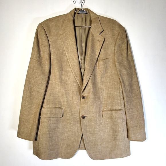 Brooks Brothers Silk, Linen, Wool Sport Coat Tan Brown Woven 41 Regular ITALY - Picture 1 of 6
